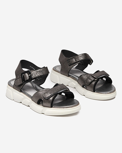 Graphite shiny girls' sandals Jenilo - Footwear