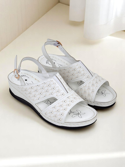 Royal Fashion Women's comfortable and chic sandals with a low wedge heel