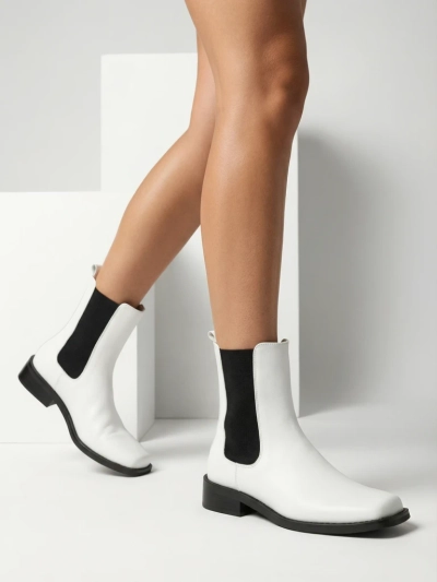 Botki Damskie Astra Białe Skórzane Eleganckie na Jesień