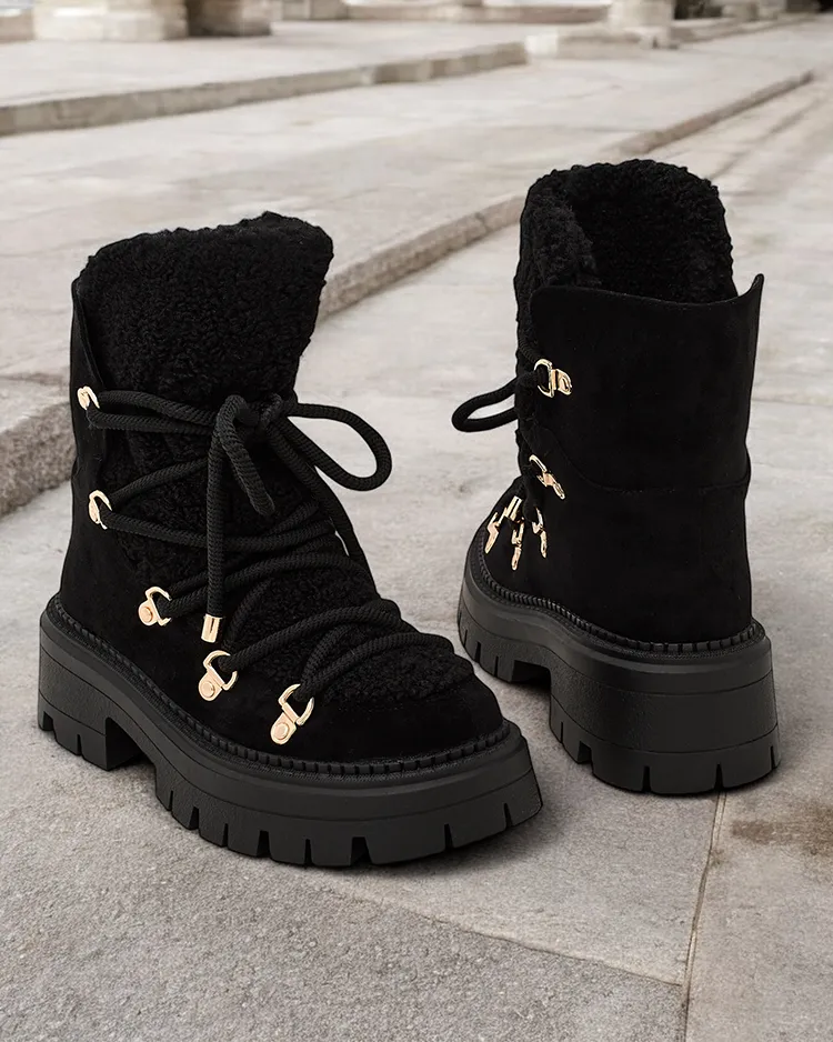 Royalfashion Lozin lace-up women's snow boots