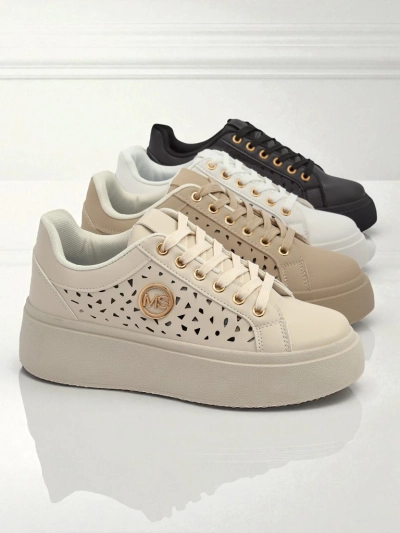 Women's Ecru Platform Sneakers Boreas Royalfashion Eco Leather