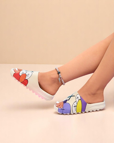 Royalfashion Cream rubber flip-flops for women with print Pfizz