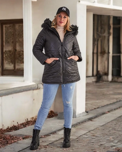 Royalfashion Naiste tikitud jakk must