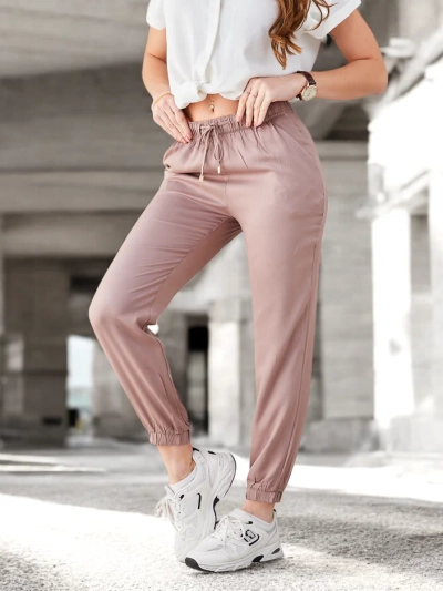 Pantaloni in Eleganza Lyocell Pruun