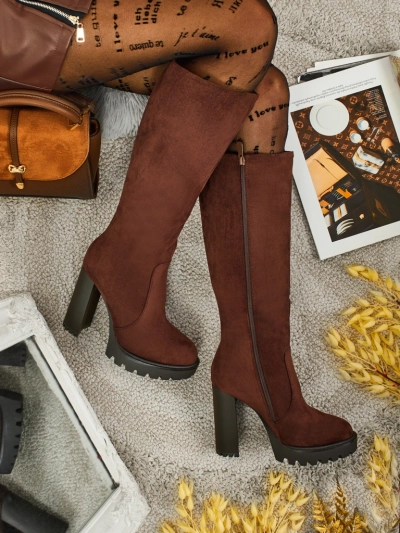 Женские сапоги из эко-замши на каблуке-столбике GaleNest