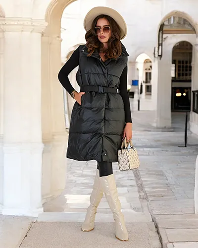 Royalfashion Pikk naiste vest a'la nahk