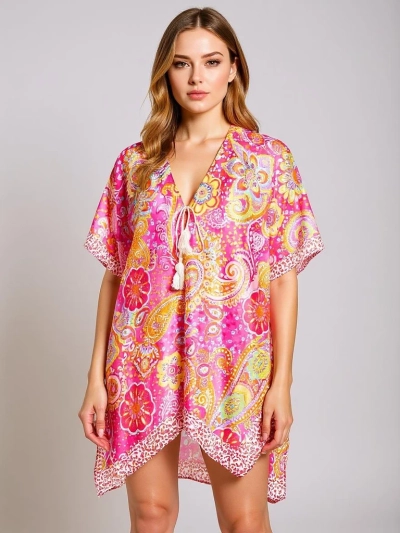 Sukienka Pareo Callista Royalfashion – Kolorowa, Zwiewna, Dekolt V, Uniwersalny