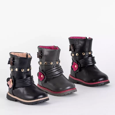 OUTLET Children's navy blue eco leather boots Kisso - Footwear