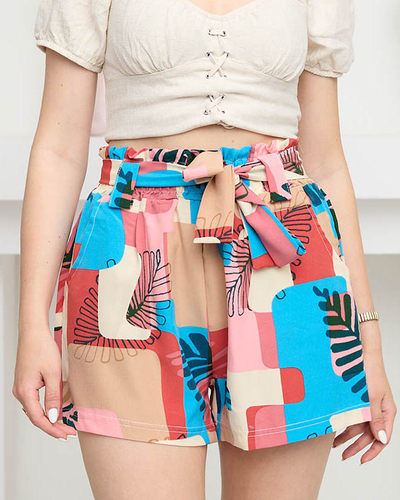 Розовые женские тканевые шорты с узором - Одежда