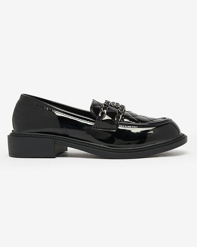 Royalfashion Lacquered black moccasins with quilted nose Kusanna