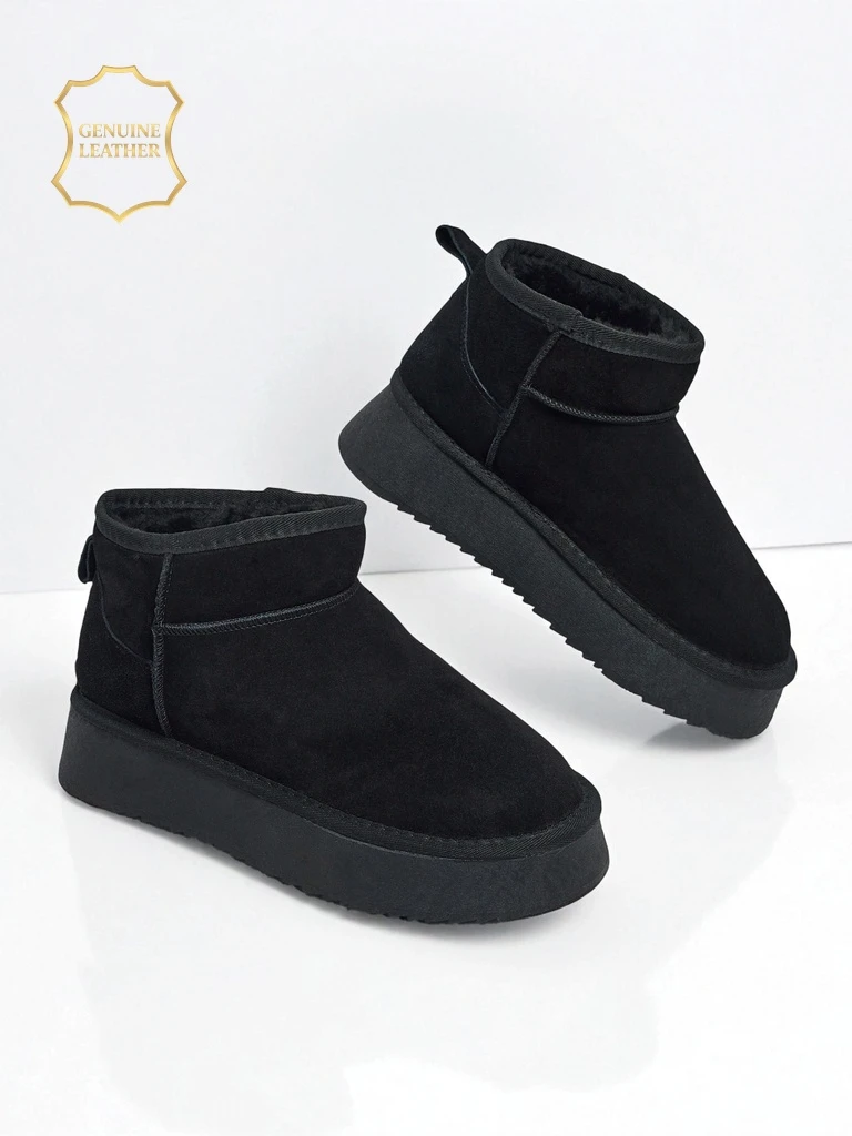 Lühikesed naturaalsest nahast naiste a'la saapad Elunara