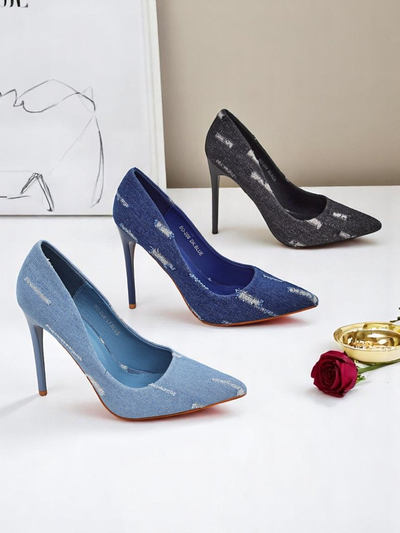 Royalfashion Naiste Stilettokontsaga Kingad Denim Chic