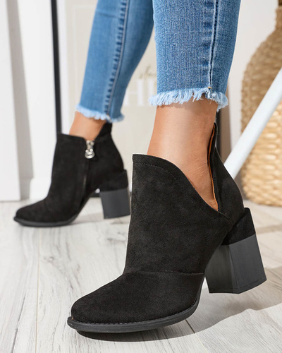 Women's boots on the post with cut-outs in black. Encura- Footwear