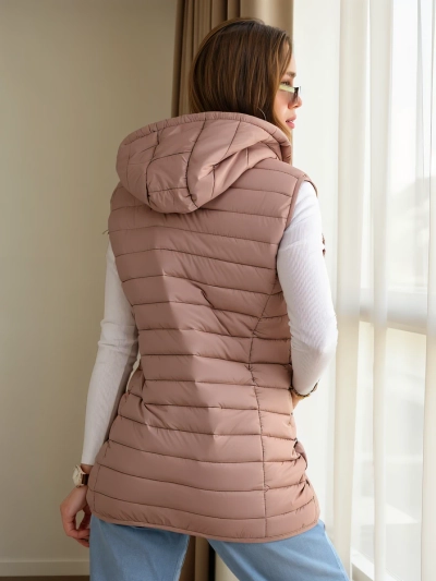 Royalfashion Women's sleeveless jacket with removable hood
