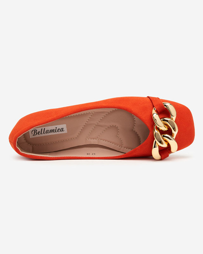 OUTLET Orange women's ballerinas with Caviene decoration - Footwear
