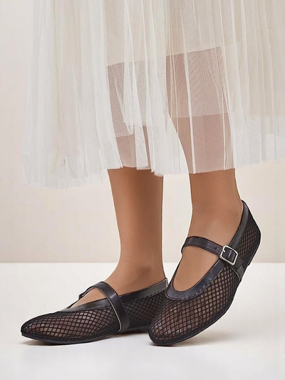 Royalfashion women’s openwork ballet flats with strap Naommi