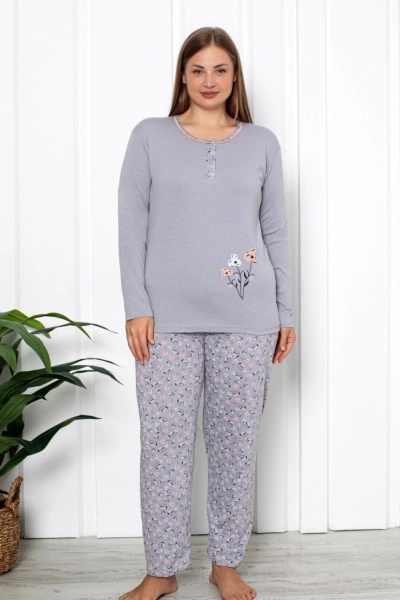 Royalfashion Puuvillane naiste 2-osaline lilleline pidžaama PLUS SIZE