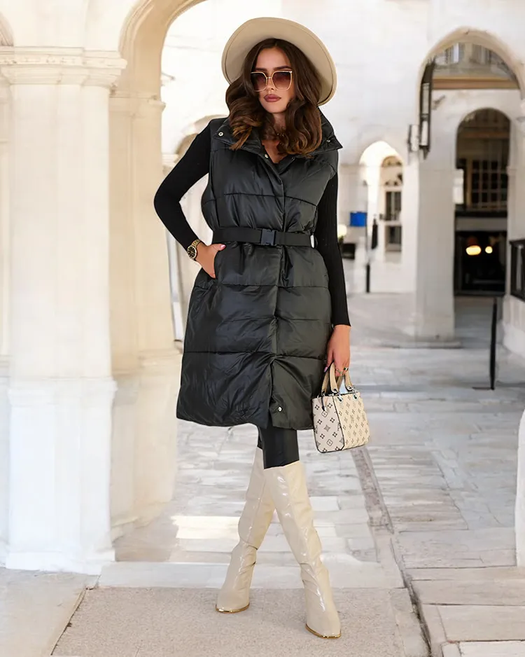 Royalfashion Pikk naiste vest a'la nahk