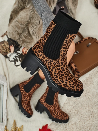 Mustrilised naiste poolsaapad plokk-kontsaga, valmistatud öko-seemisnahast Anthere