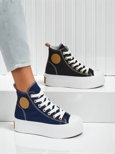 Adelina Capri Navy Blue Women's Sneakers on a Flat 4.5cm Platform