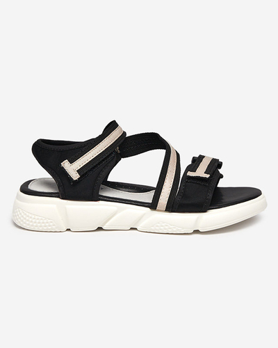 Mustad ja beežid laste sandaalid, mis on kinnitatud Velcro Modis - Shoes
