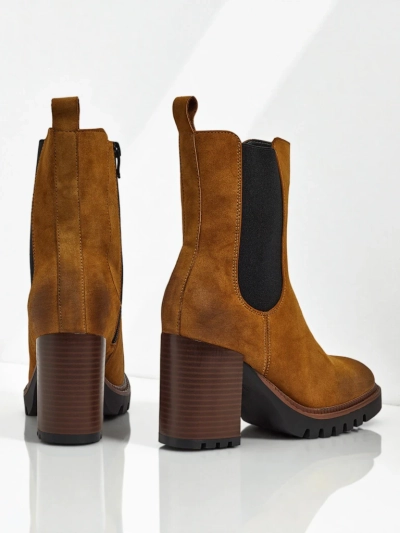 Женские ботильоны Soreya из эко-замши на каблуке-столбике