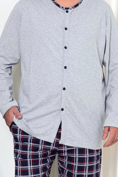 Royalfashion Men's Cotton Pajamas in Checkered Pattern PLUS SIZE