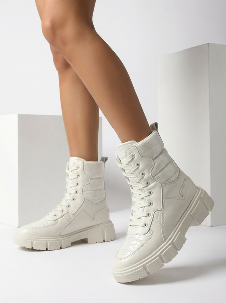 Calista Женская Обувь Модные Плоские Ботинки Кремовые