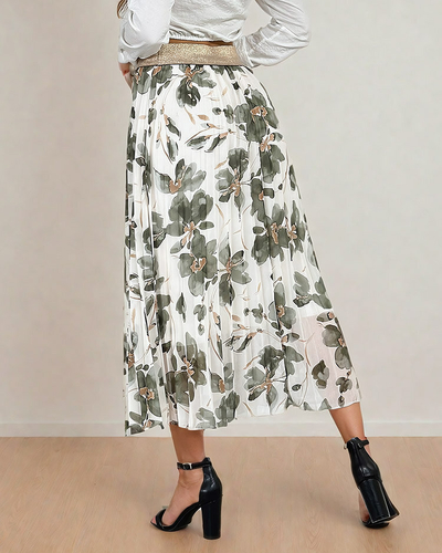 Royalfashion Women's pleated floral midi skirt