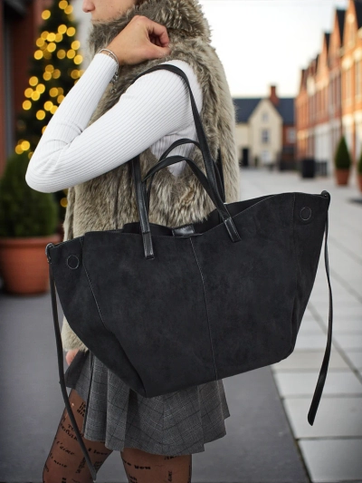 Женская сумка-шоппер из экозамши с маленькой сумочкой из экокожи в комплекте 2в1 Elinea