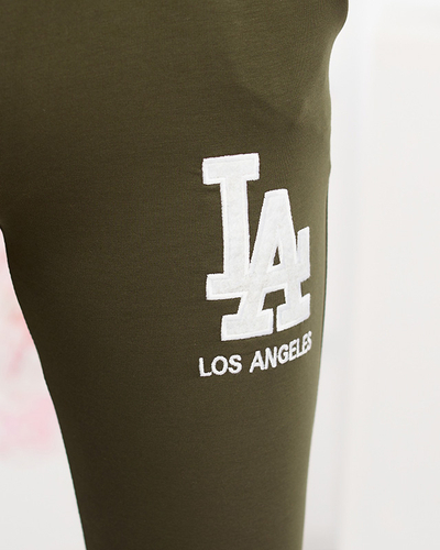 Women's dark green sweatpants with a colored patch - Clothing