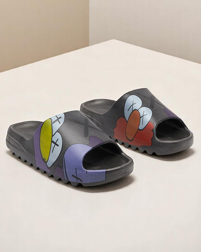 Royalfashion Black rubber flip-flops for women with print Pfizz