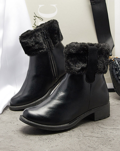 Black women's boots with fur Sabola- Footwear