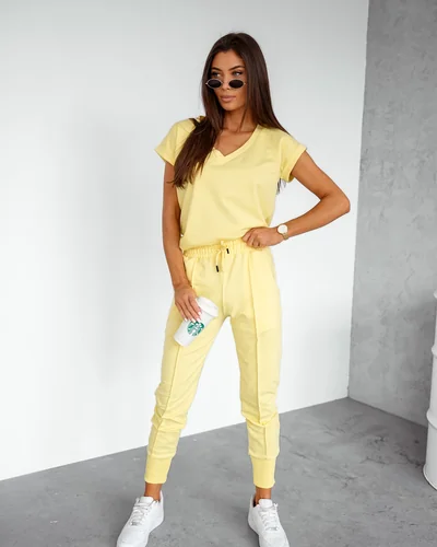 Royalfashion Женский хлопковый повседневный комплект с короткими рукавами