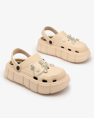 Royalfashion Beige women's rubber flip-flops Kooranza