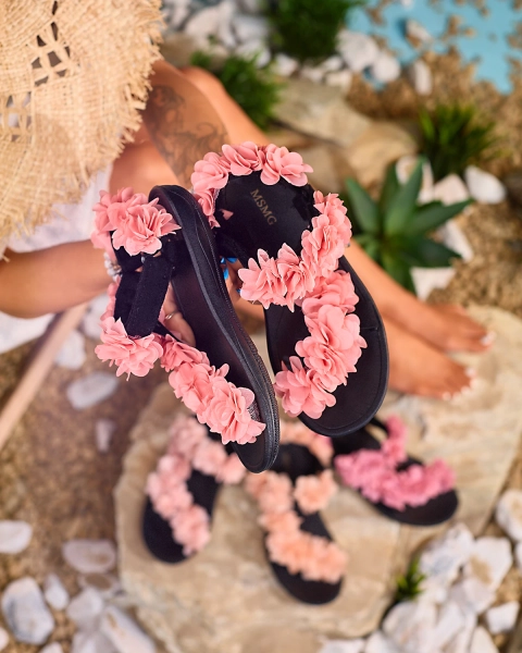 Royalfashion Коралловые женские сандалии с цветами Alferroy