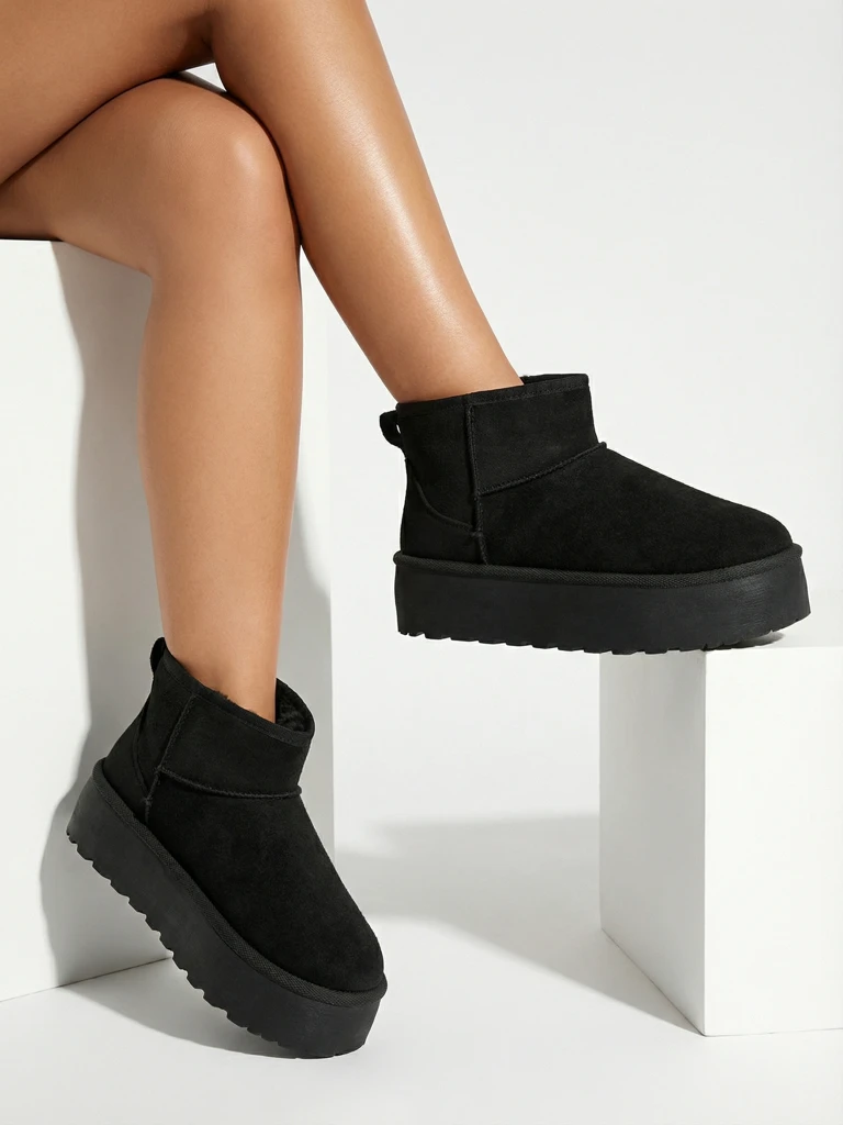 Luna Women's Black Leather Elegant Ankle Boots for Autumn