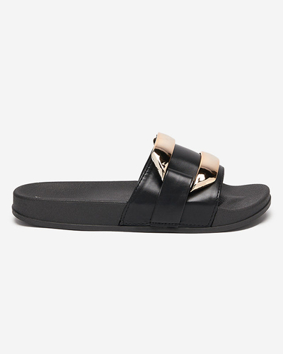 Black women's flip-flops with gold decoration Serina - Footwear