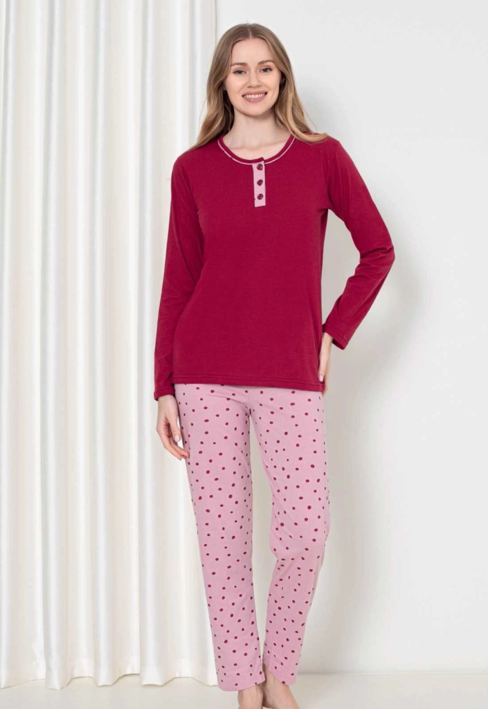 Пижама для женщин Royalfashion из хлопка с брюками в горошек