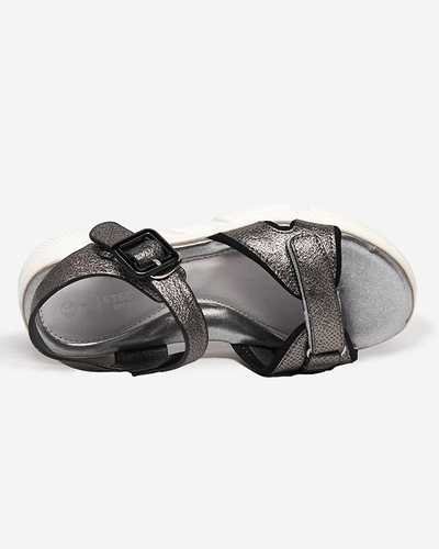 Graphite shiny girls' sandals Jenilo - Footwear