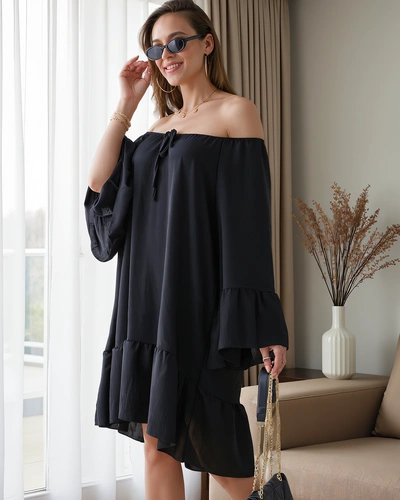 Royalfashion Naiste õlavarrel vabalt langev kleit volangidega üle mõõtmete