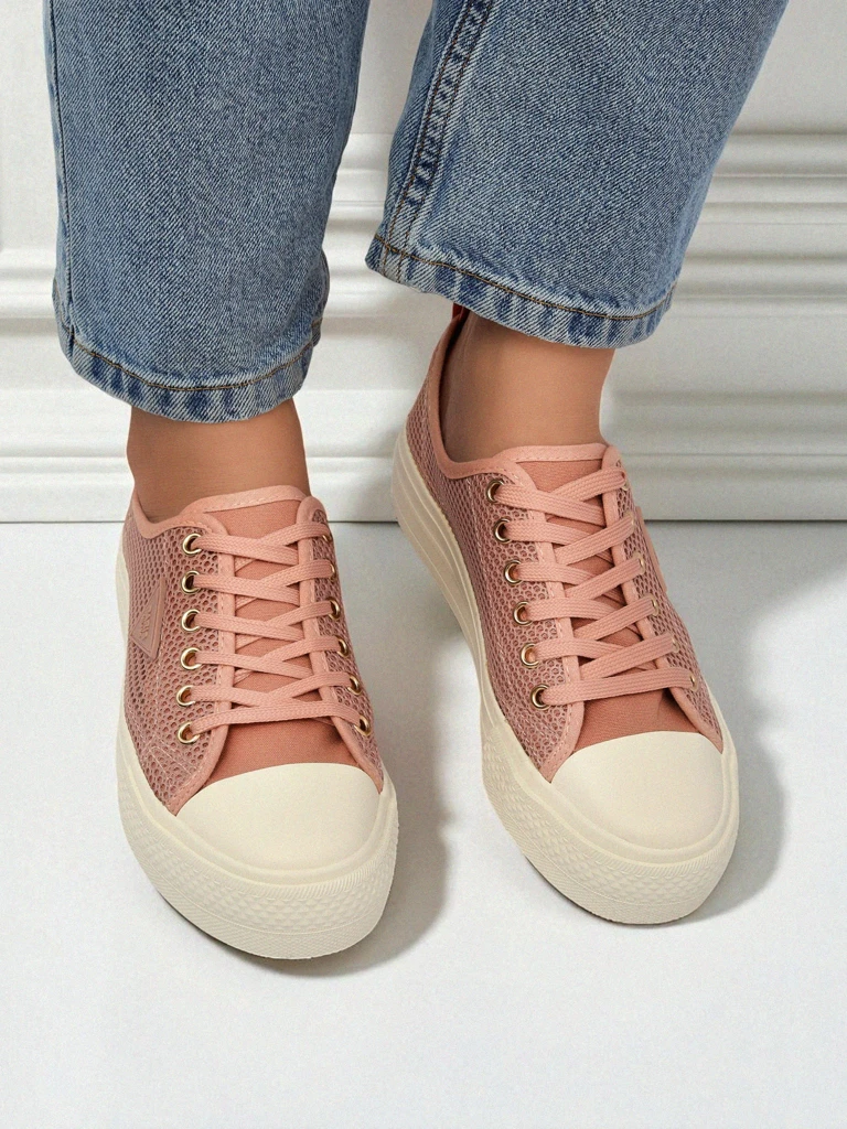 Afrodyta Rosa Women's Sneakers – Breathable Pink Fabric Shoes for Summer