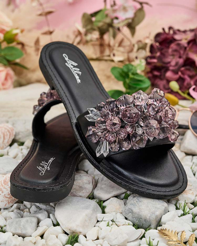Royalfashion Women's Loberra rhinestone flip-flops