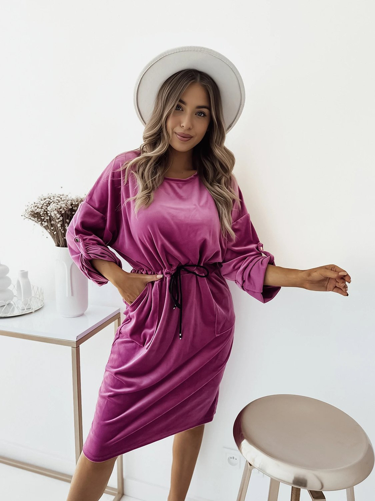 Royalfashion Naiste fuksiat värvi midi-kleit