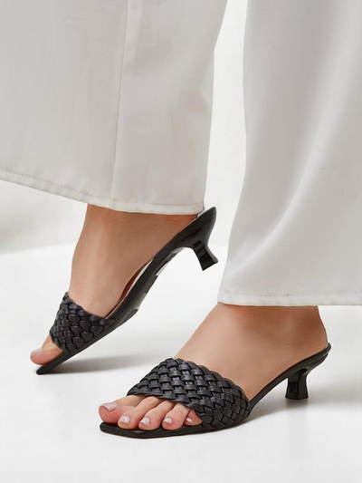 Callista Nero Sandals – Black women's eco-leather stilettos, summer