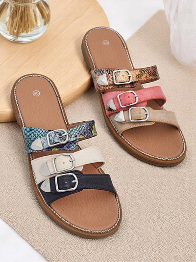 Royalfashion Женские шлепанцы на плоской подошве Snake Chic