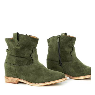 Green cowboy boots on a covered Astrit wedge - Footwear