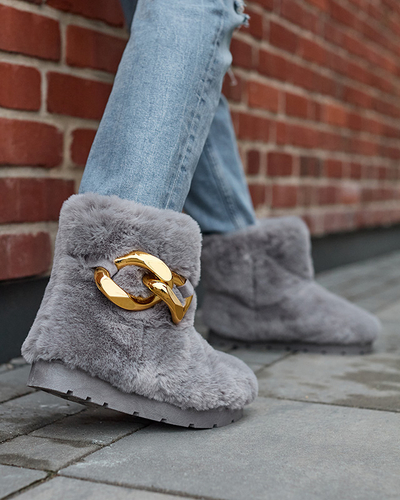 Grey women's snow boots with fur Sattopa- Footwear