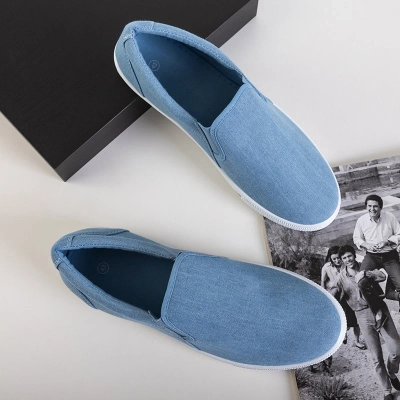 OUTLET Men's blue denim sneakers slip on Orian - Footwear