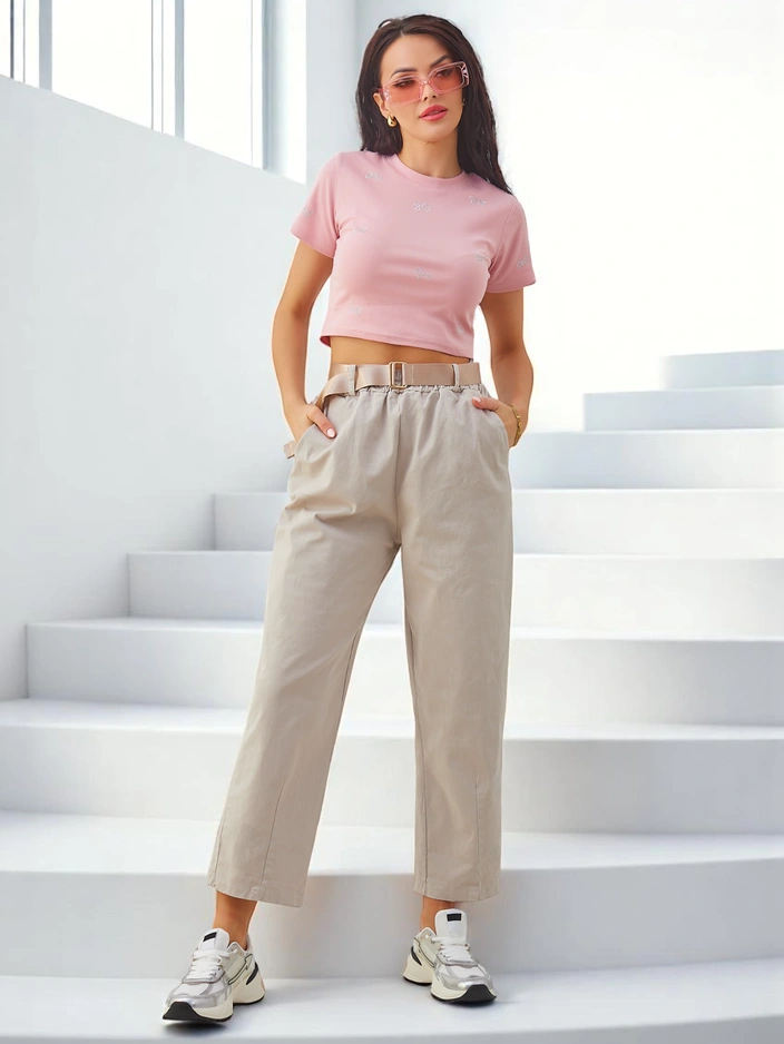Royalfashion Women's cotton straight trousers